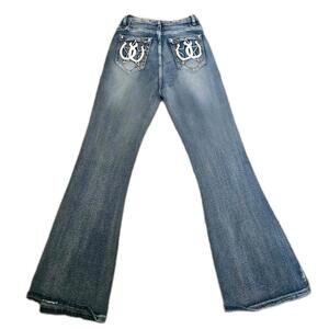 Emmiol Flare Leg  Women M Fancy Pockets Stretch Jeans Pants western Grunge Punk